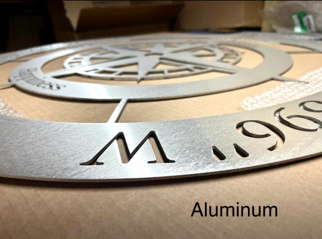 Personalized Metal Compass with Coordinates, Aluminum Compass, Personalized Sign