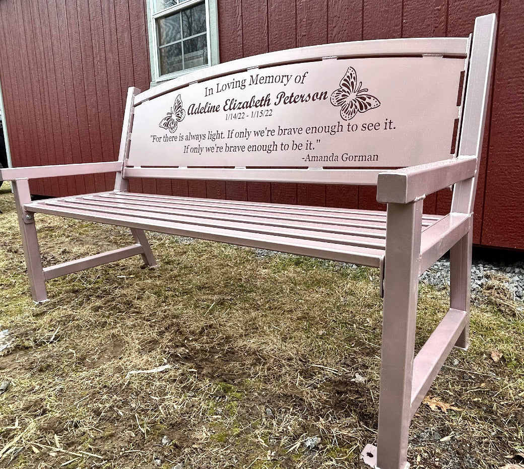 Personalized butterfly steel bench - Steel memorial bench - Steel tribute bench - Custom steel bench