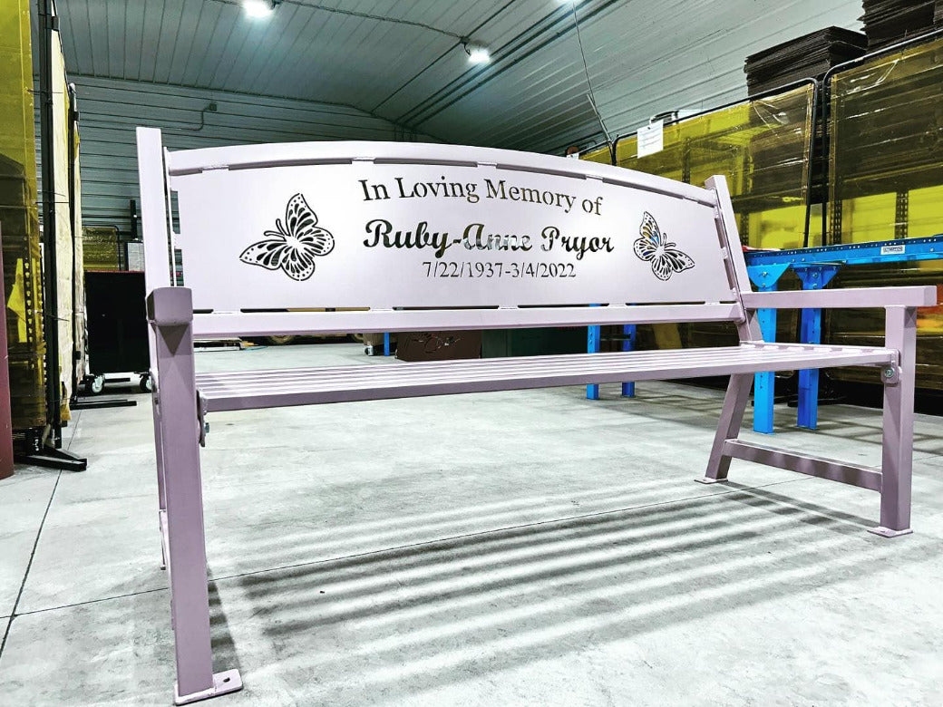 Personalized butterfly steel bench - Steel memorial bench - Steel tribute bench - Custom steel bench