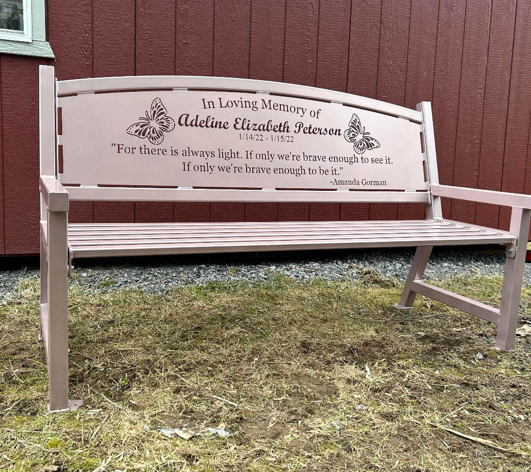 Personalized butterfly steel bench - Steel memorial bench - Steel tribute bench - Custom steel bench