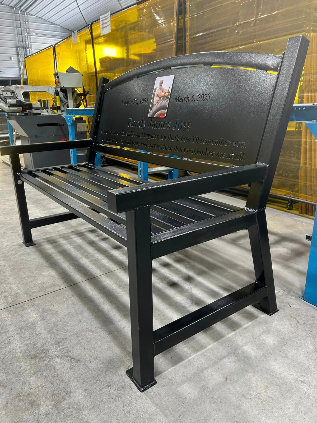 Custom Steel Bench with Photo Plaque - Custom Steel Bench - Steel Benches