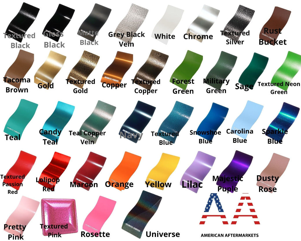 Powder coating colors for your custom steel bench