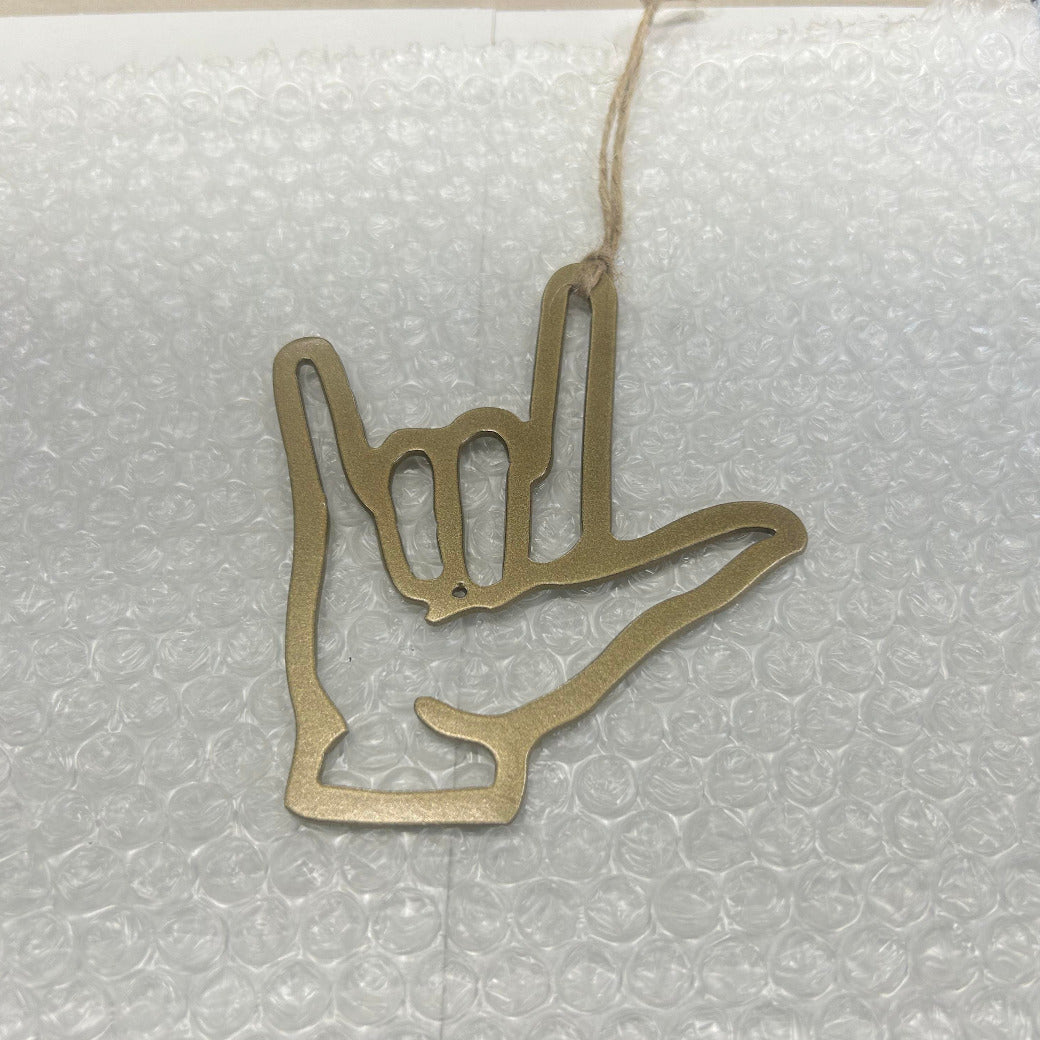 Gold ASL Ornament, Metal Ornament