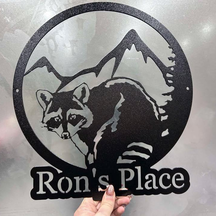 Raccoon Metal Sign - Custom Raccoon Wall Art - Personalized Raccoon Wall Decor - Cabin Sign - Christmas Gift - Outdoor Yard Sign