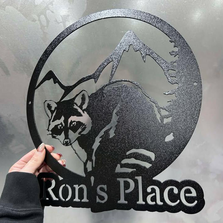 Raccoon Metal Sign - Custom Raccoon Wall Art - Personalized Raccoon Wall Decor - Cabin Sign - Christmas Gift - Outdoor Yard Sign