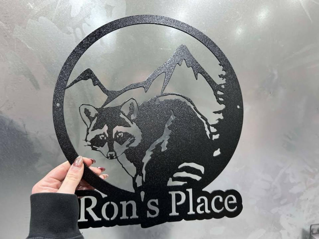 Raccoon Metal Sign - Custom Raccoon Wall Art - Personalized Raccoon Wall Decor - Cabin Sign - Christmas Gift - Outdoor Yard Sign