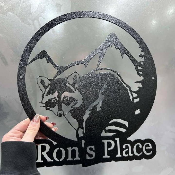 Raccoon Metal Sign - Custom Raccoon Wall Art - Personalized Raccoon Wall Decor - Cabin Sign - Christmas Gift - Outdoor Yard Sign