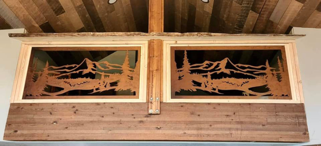 Metal Mountain Panels, Loft Railing Panels, Mountain Themed Metal Panels, metal wildlife railing panels