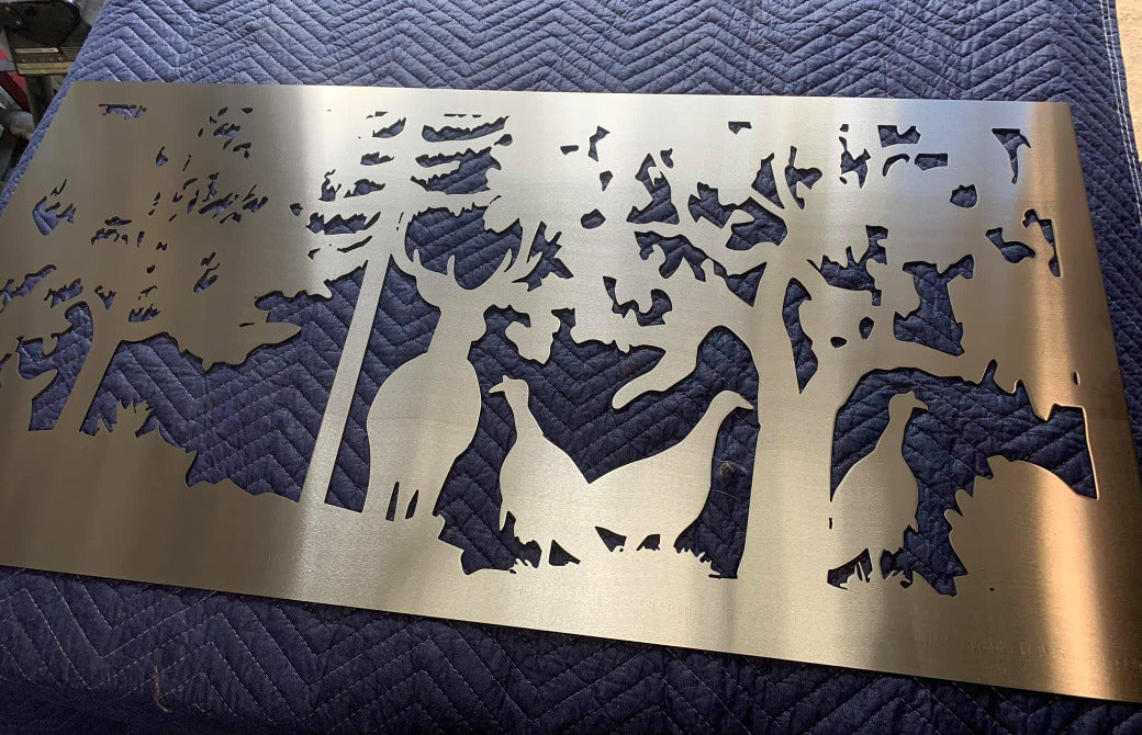 Decorative Steel Railing Insert, Metal Panel - Deer &amp; Turkey Design