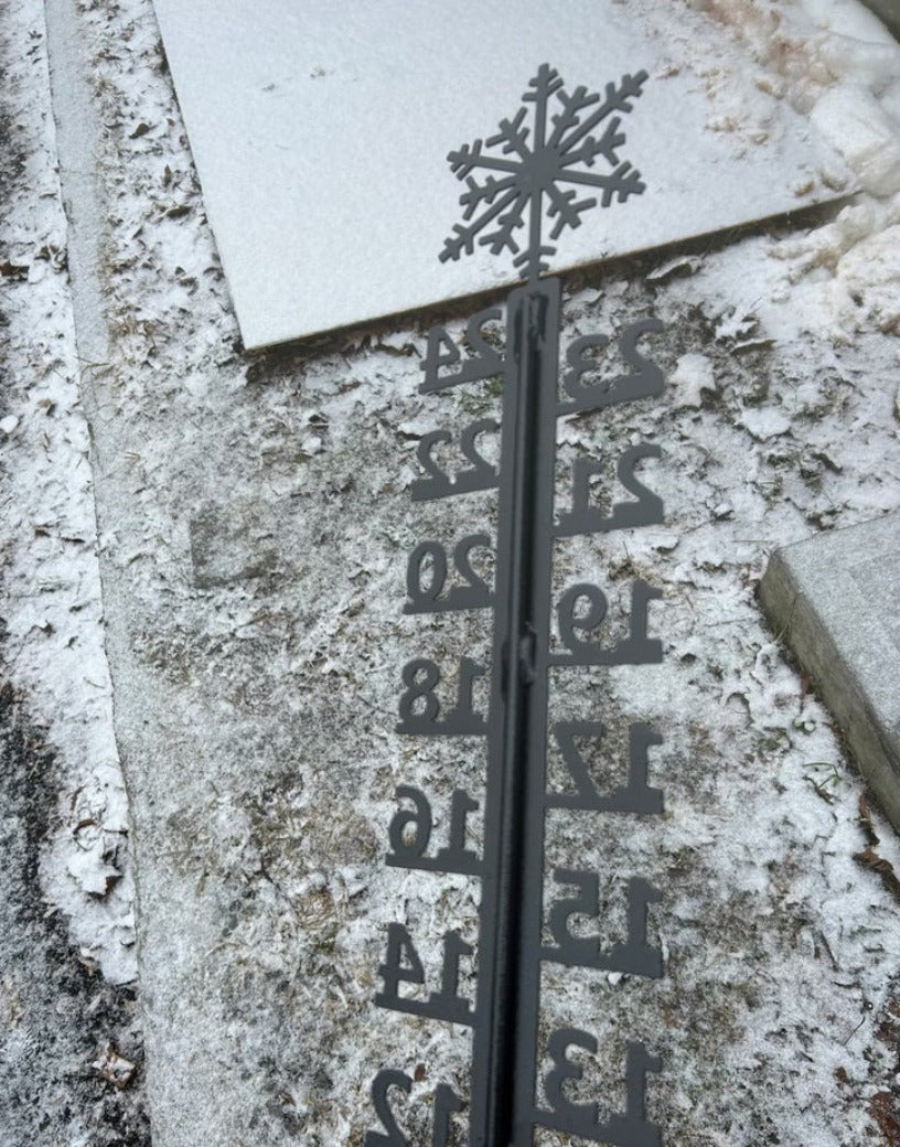 Back of snow gauge, welded rod stiffener, Custom Made Steel Snow Guage, American Made, Small Business Made, 24&quot; tall OR 36&quot; tall. Snowflake, Snowmobile or Snowman Available