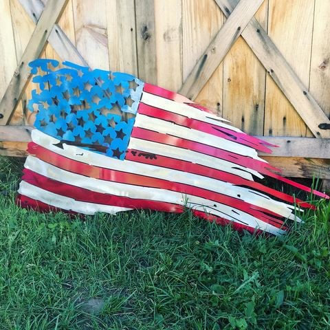 Torn & Tattered American Flag, Crafted with USA-made Aluminum ...