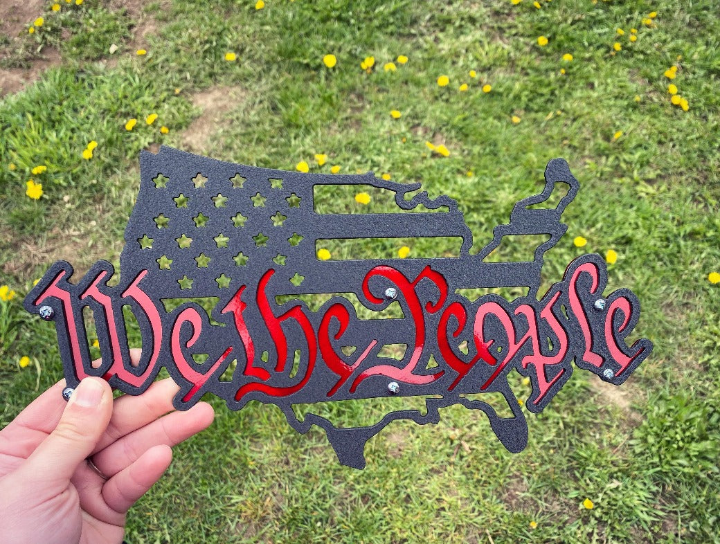 "We The People" Steel American Flag