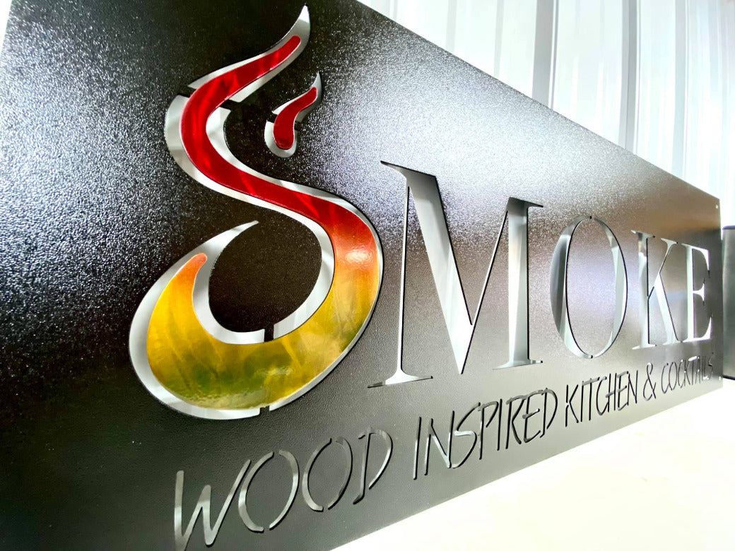 Layered Steel Business Sign with Logo