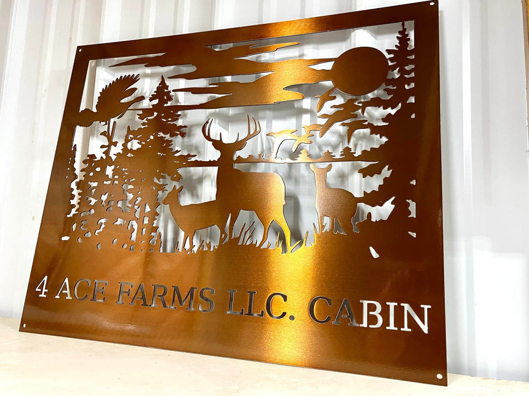 Metal Deer, Buck, Turkey and Duck Sign, Personalized Metal Sign, Powder Coated Copper Steel Sign, Personalized Cabin Decor
