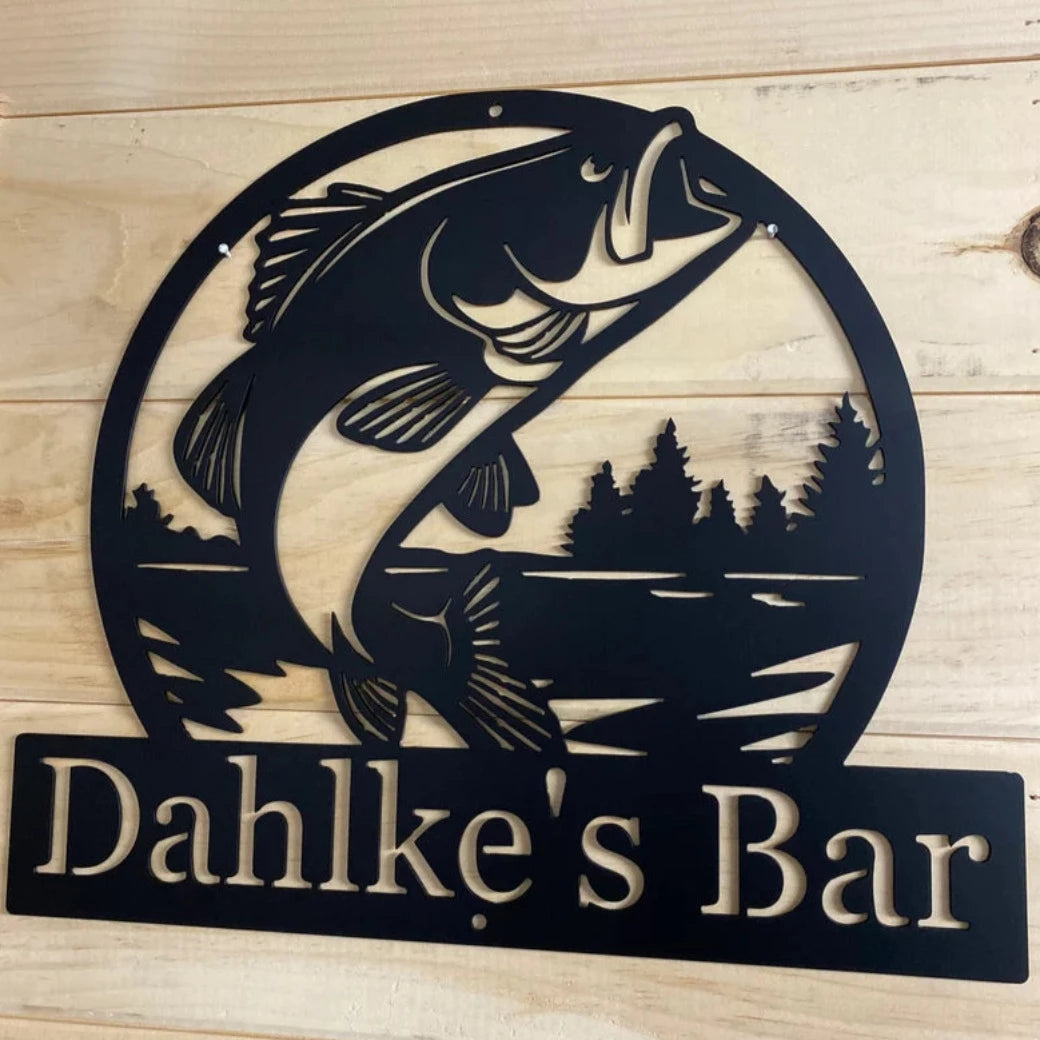 Fishbase Sign Bass Fish Personalized Sign - American Aftermarkets Metalworks