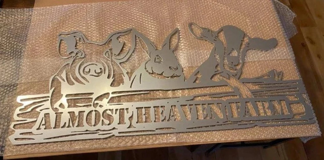 &quot;Almost Heaven Farm&quot; Custom Metal Farm Animal Sign