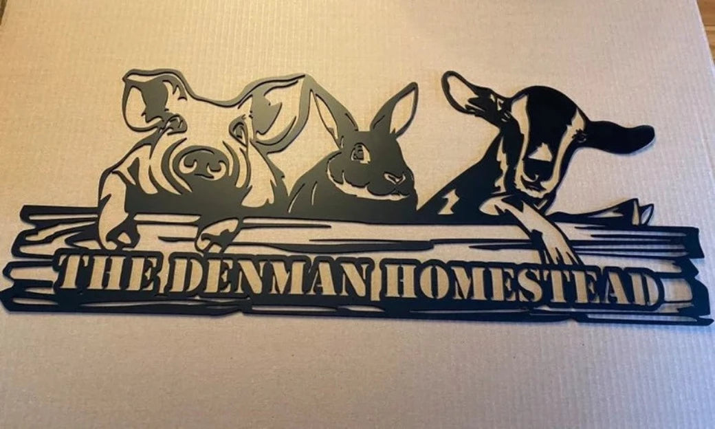 &quot;The Denman Homestead&quot; Custom Metal Farm Animal Sign