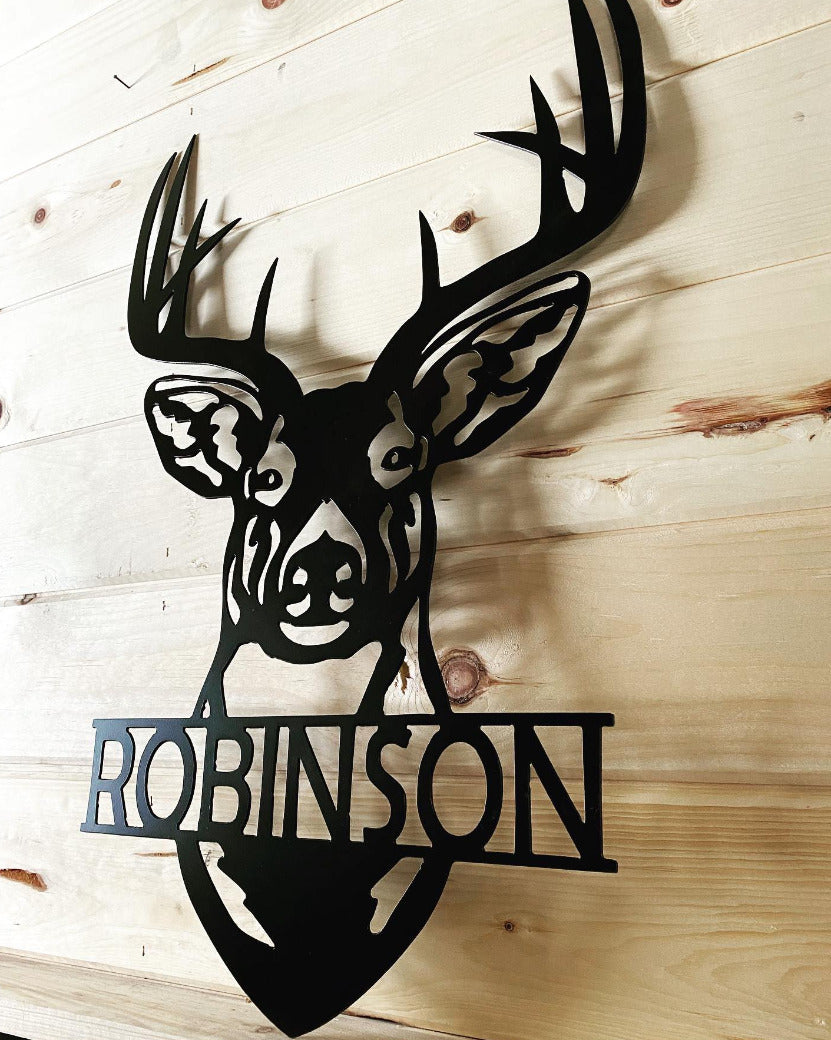 Antler Monogram with Name - 2 sizes - Custom Name Sign for Home