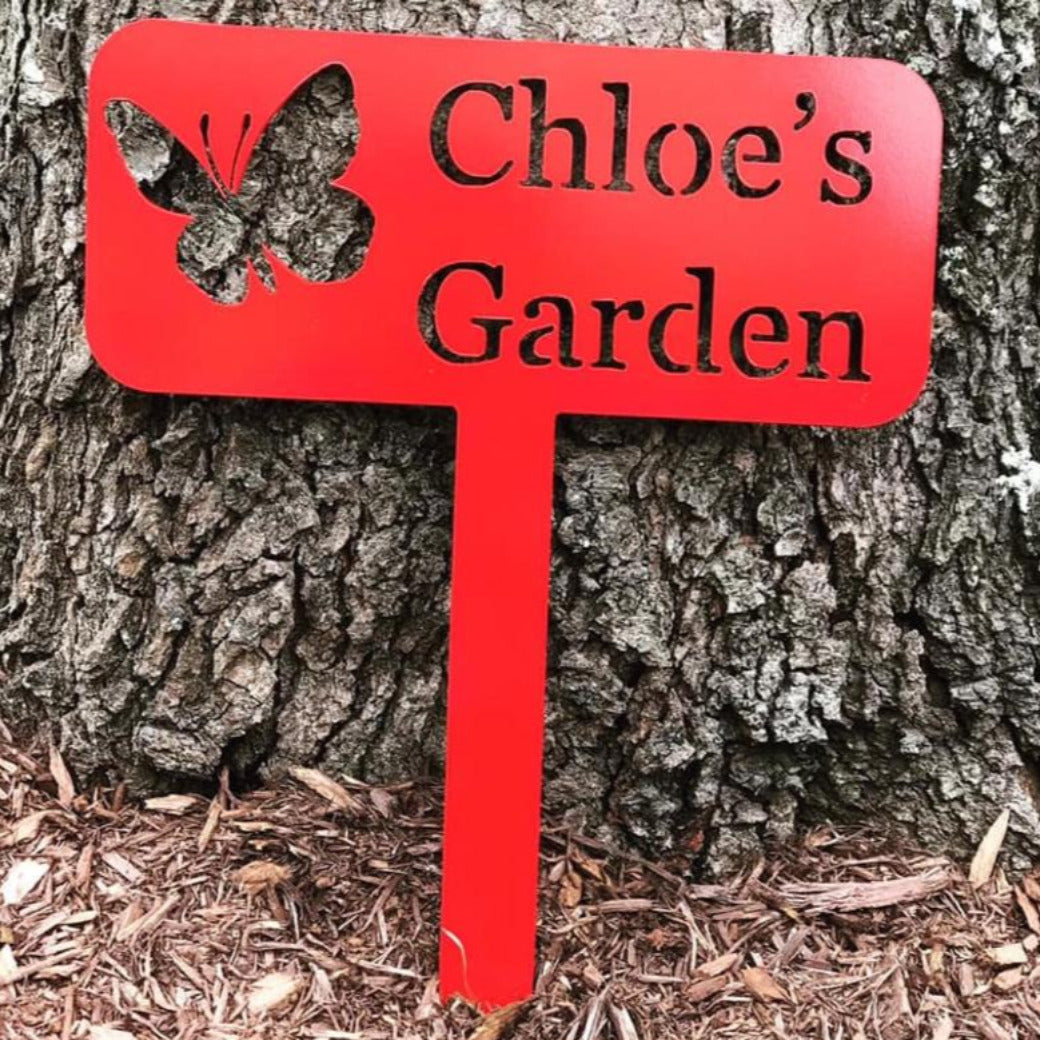 Butterfly Garden and Flower Bed Metal Stake, Personalized