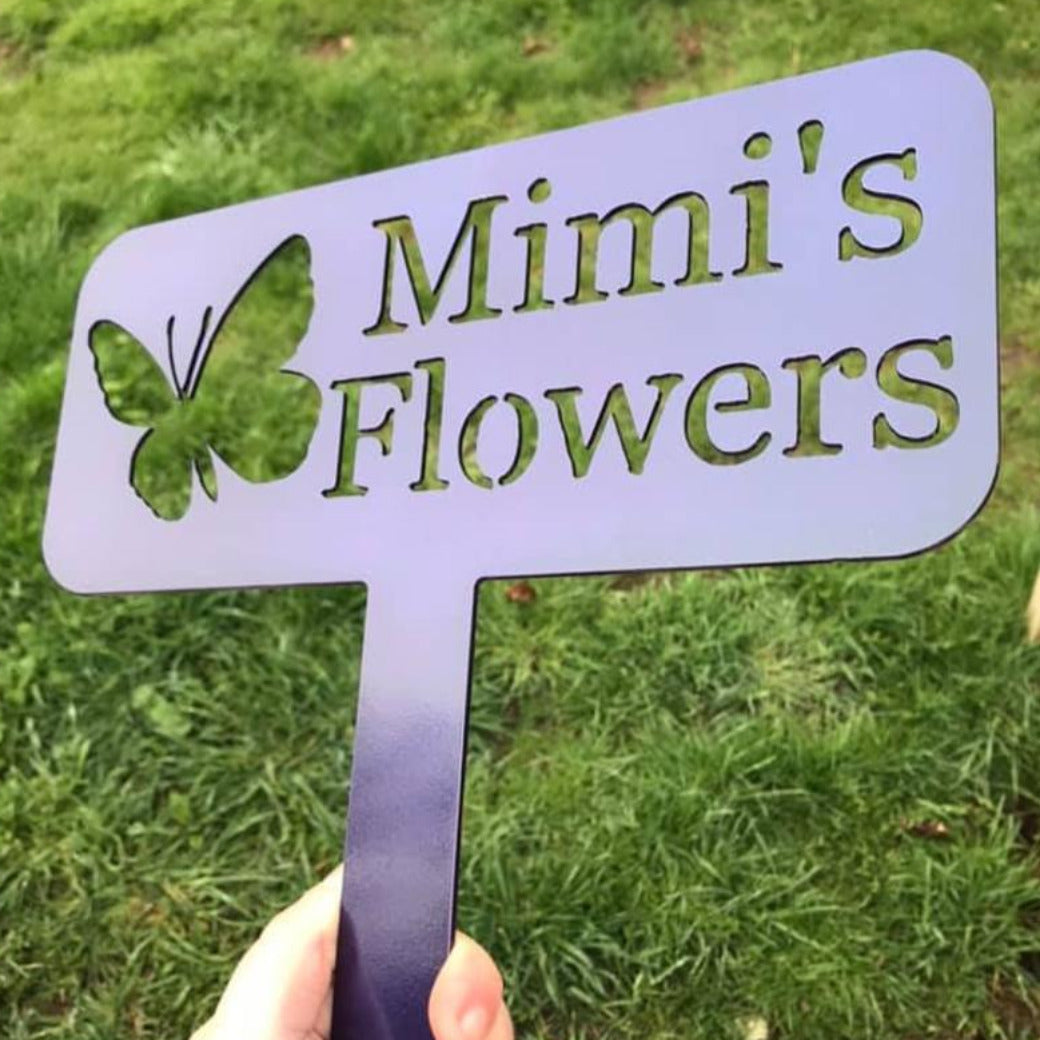 Butterfly Garden and Flower Bed Metal Stake, Personalized
