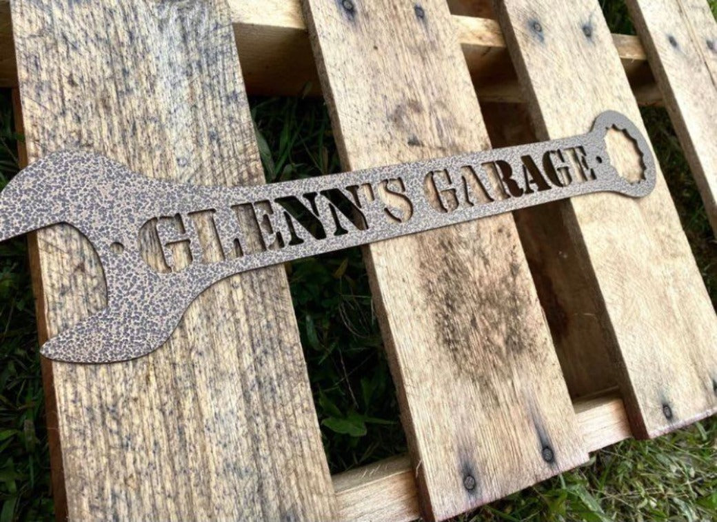 Textured Copper Powder Coat Metal Garage Sign Personalized 