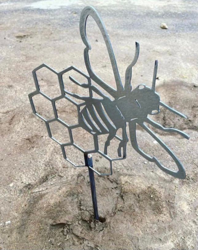Metal Bee and Honeycomb Garden Stake