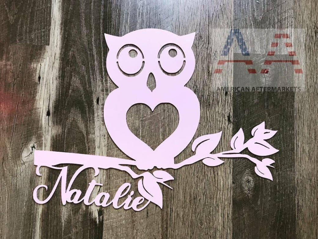 Metal Owl Sign with Personalization