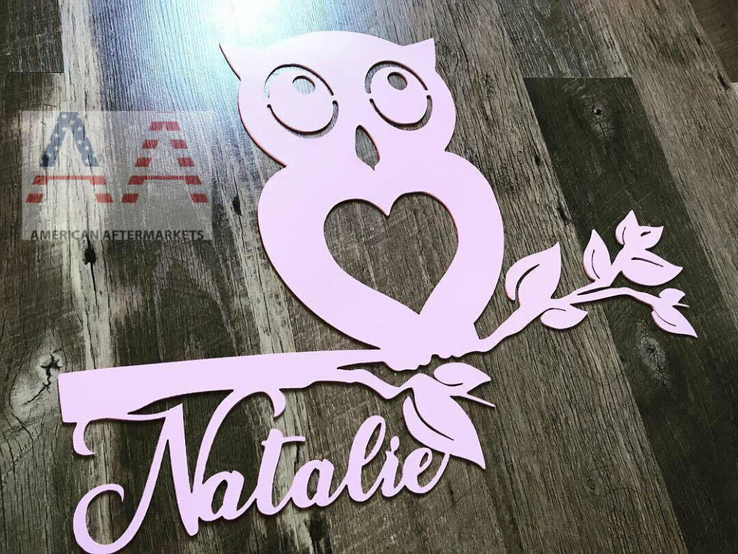 Metal Owl Sign with Personalization