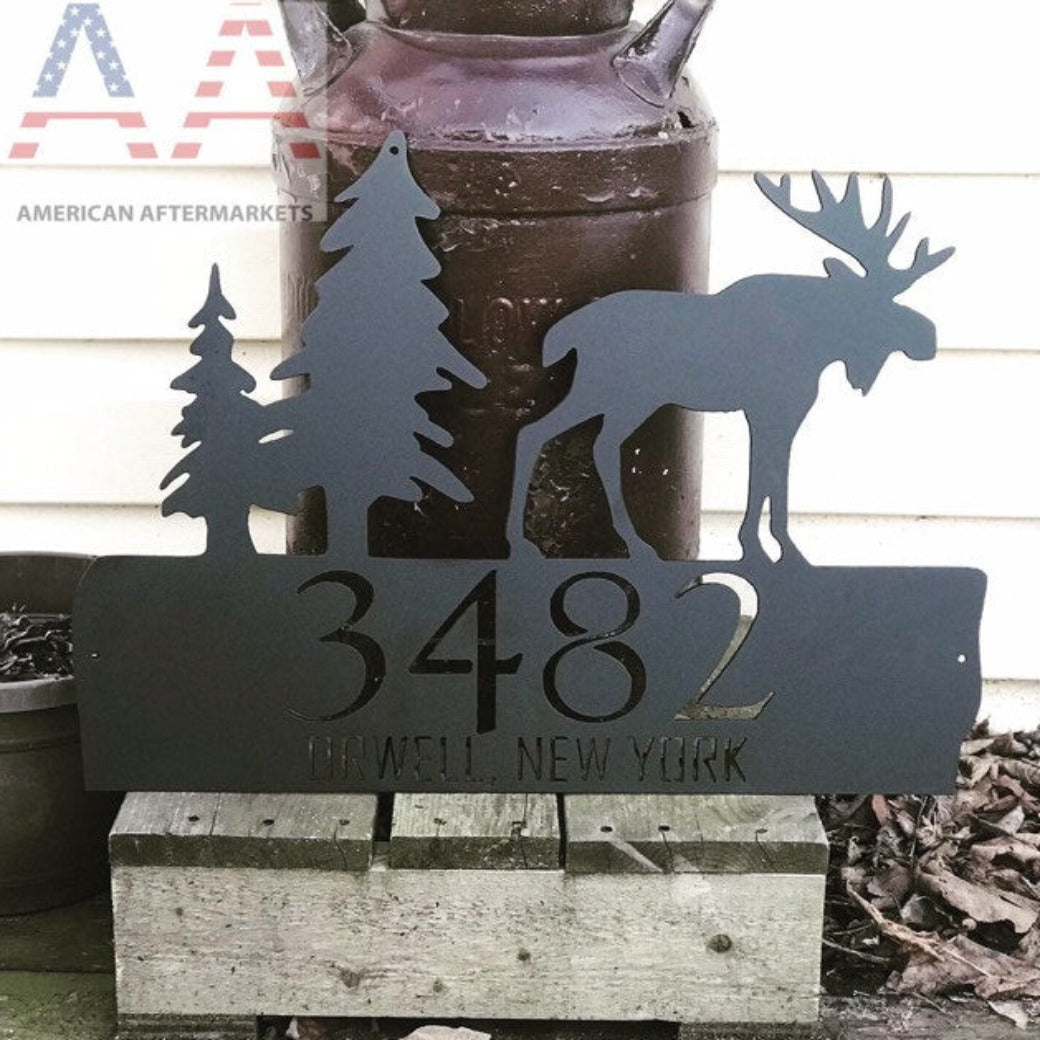 Adirondack Moose House Steel Address Sign