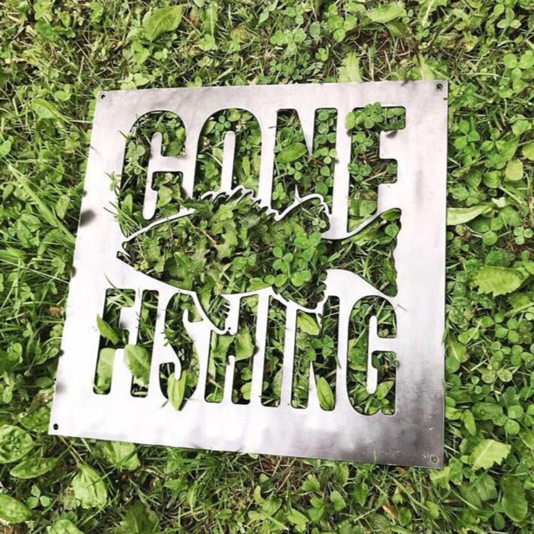 Gone Fishing Metal Sign - American Aftermarkets Metalworks