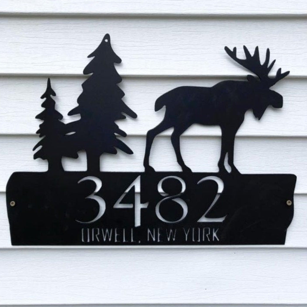 Adirondack Moose House Steel Address Sign