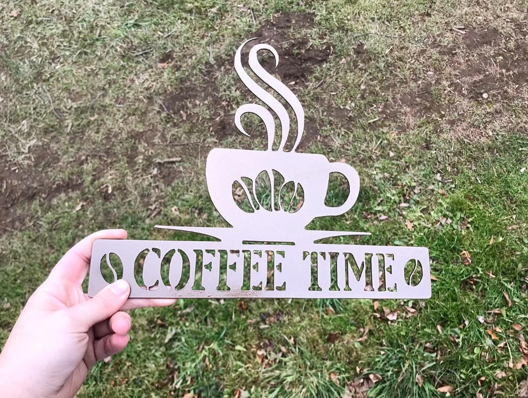 Coffee Time Metal Sign - Coffee Bar Decor - Coffee Station Sign - Metal Coffee Sign - Coffee Lover Gift - Coffee Bar Sign - Home Wall Decor