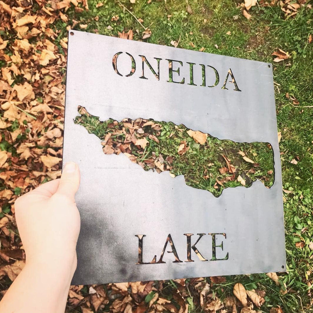 Lake Outline Metal Sign