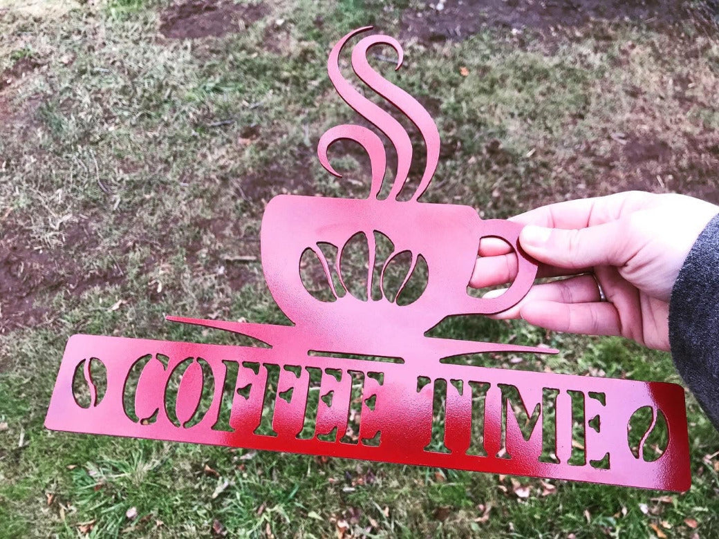 Coffee Time Metal Sign - Coffee Bar Decor - Coffee Station Sign - Metal Coffee Sign - Coffee Lover Gift - Coffee Bar Sign - Home Wall Decor