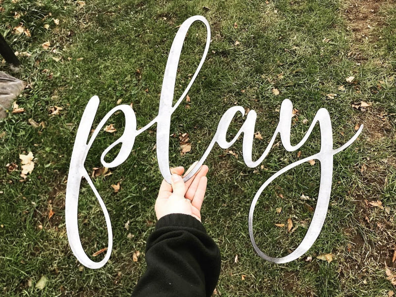 Play Cursive Metal Sign - American Aftermarkets Metalworks