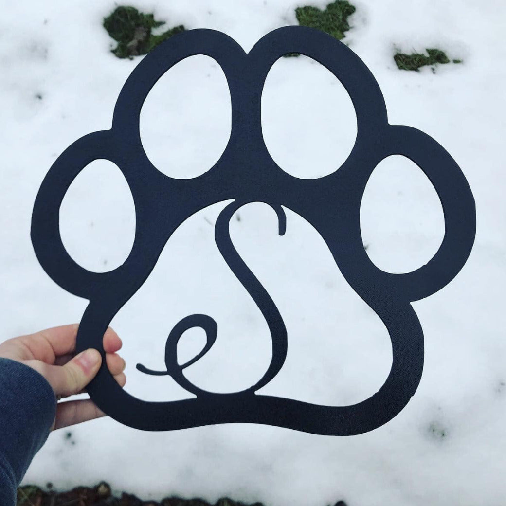 Paws Lettering 3d Sign Paw Print Sign with Personalized Letter - American Aftermarkets Metalworks