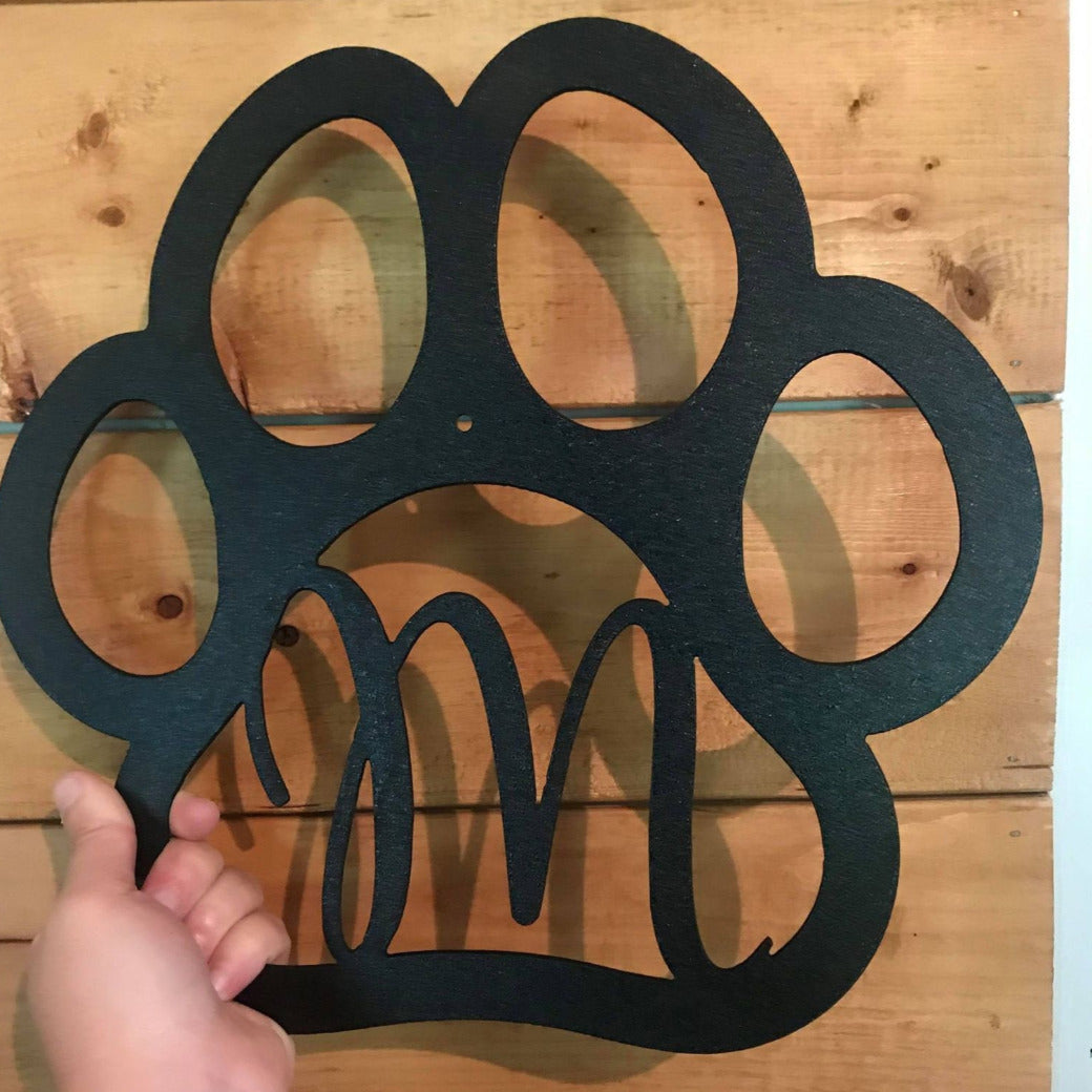 Paws Lettering 3d Sign Paw Print Sign with Personalized Letter - American Aftermarkets Metalworks