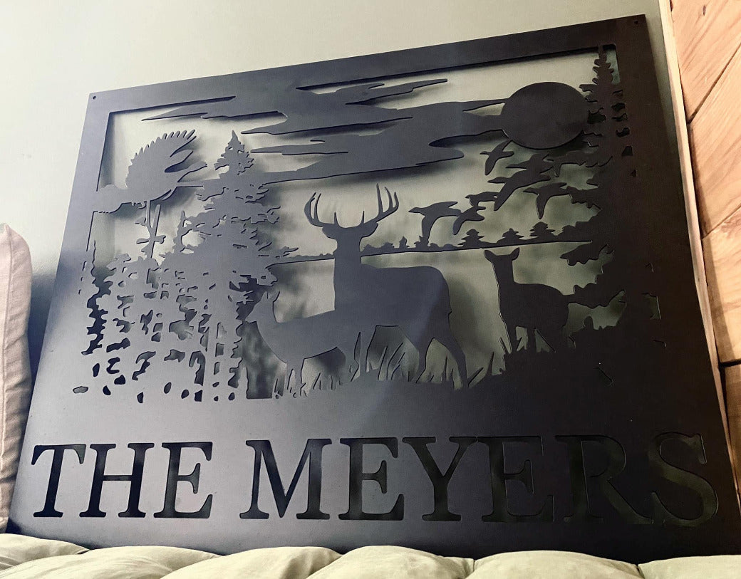 Family Name Last Name Personalized Metal Wildlife Sign - Wildlife Sign- Turkey Sign, Deer Sign, Metal Deer Decor