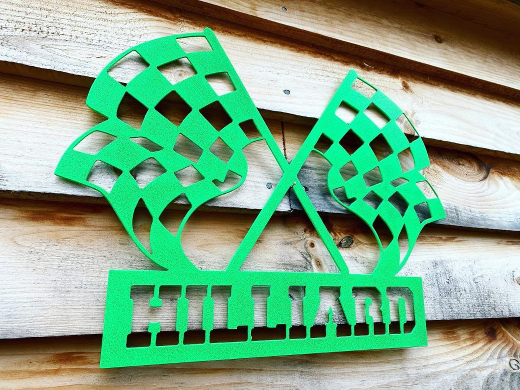 Custom Metal Racing Flag Sign - American Aftermarkets Metalworks