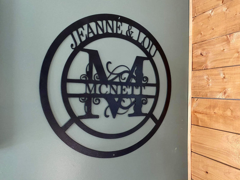 Round Personalized Metal Monogram Sign - American Aftermarkets Metalworks