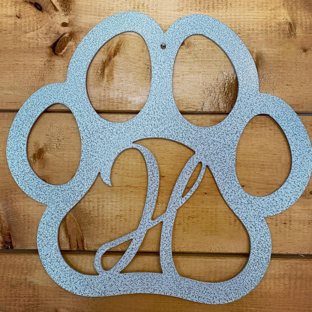 Paw Print Sign with Personalized Letter