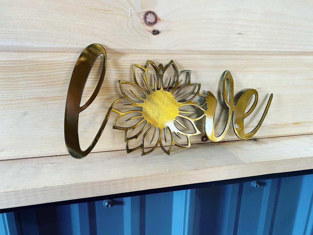 Metal Sunflower Love Sign - Sunflower Sign - Metal Love Sign - Metal Sunflower Decor - Sunflower Home Decor - Metal Home Decor - Sunflower