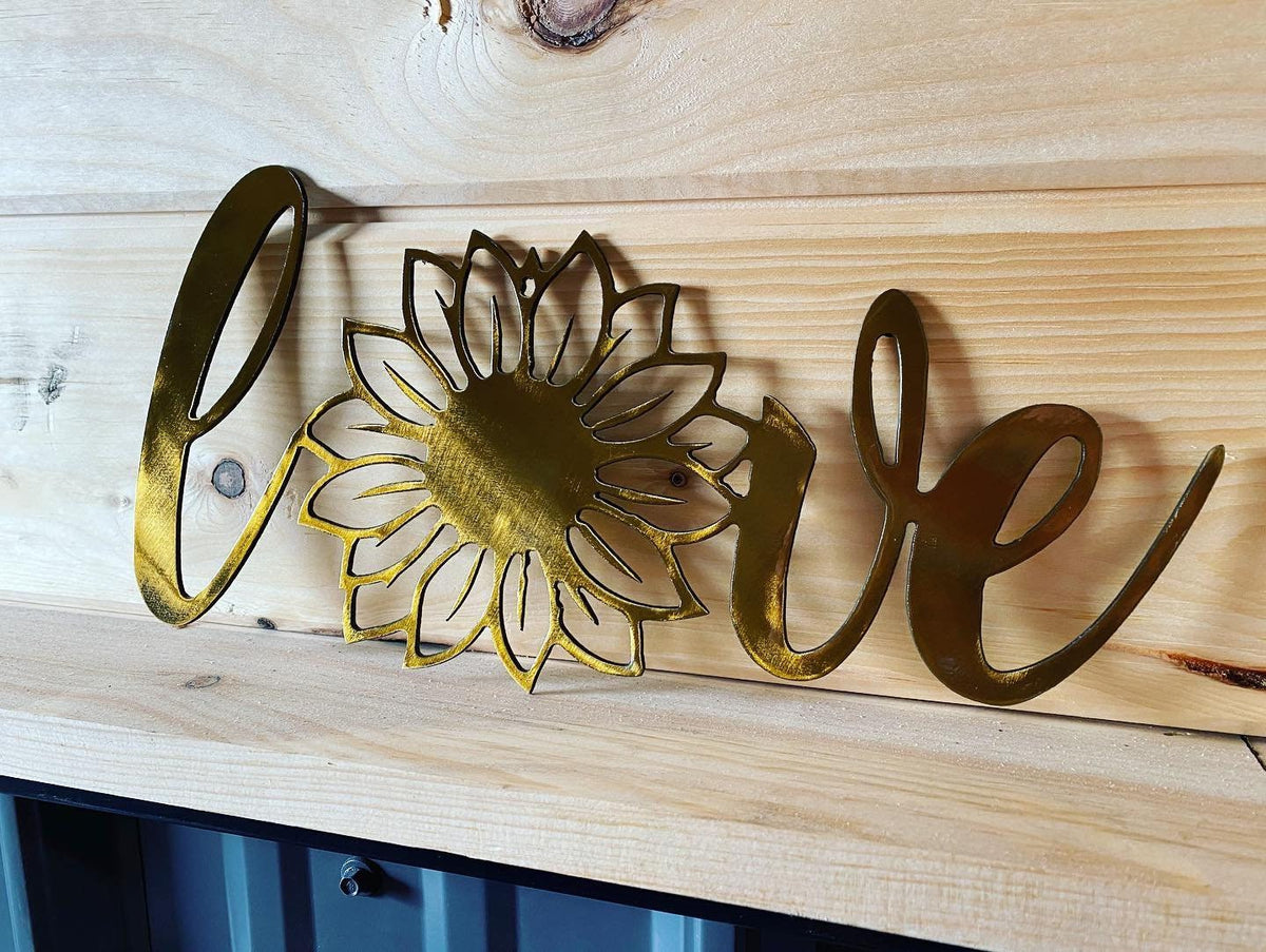 Metal Sunflower Love Sign - Sunflower Sign - Metal Love Sign - Metal Sunflower Decor - Sunflower Home Decor - Metal Home Decor - Sunflower