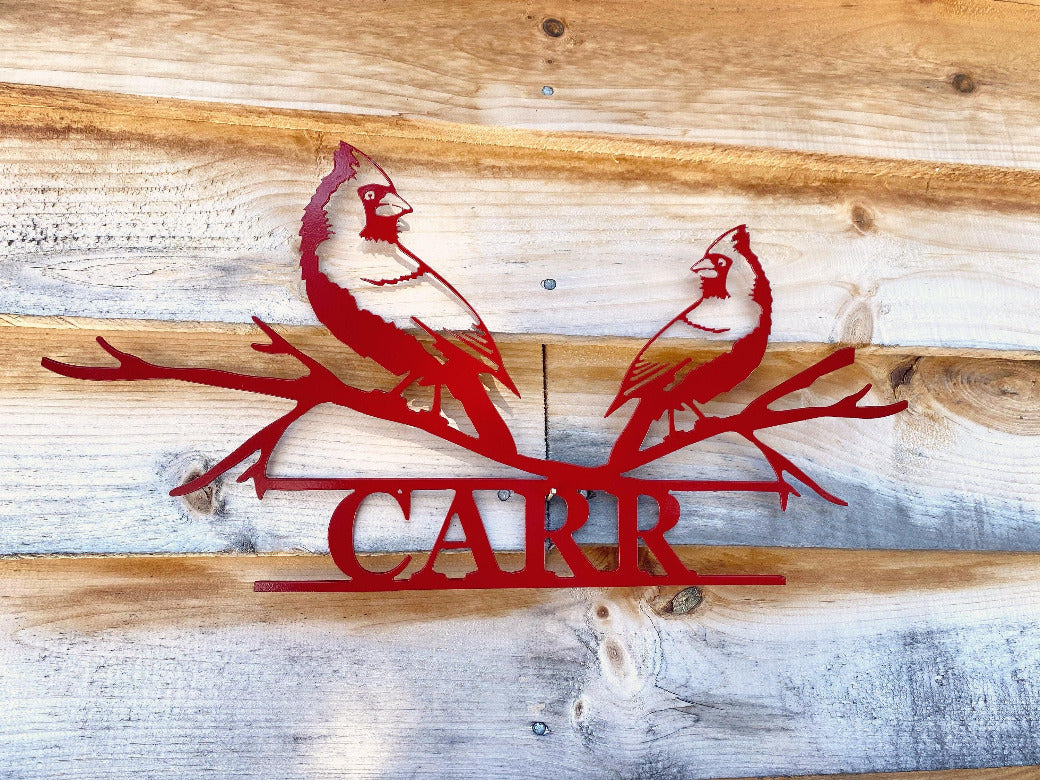 Personalized Metal Cardinal Sign - Family Name with Cardinals Sign - Cardinals Monogram - Cardinal Metal Sign - Personalized Cardinal Sign