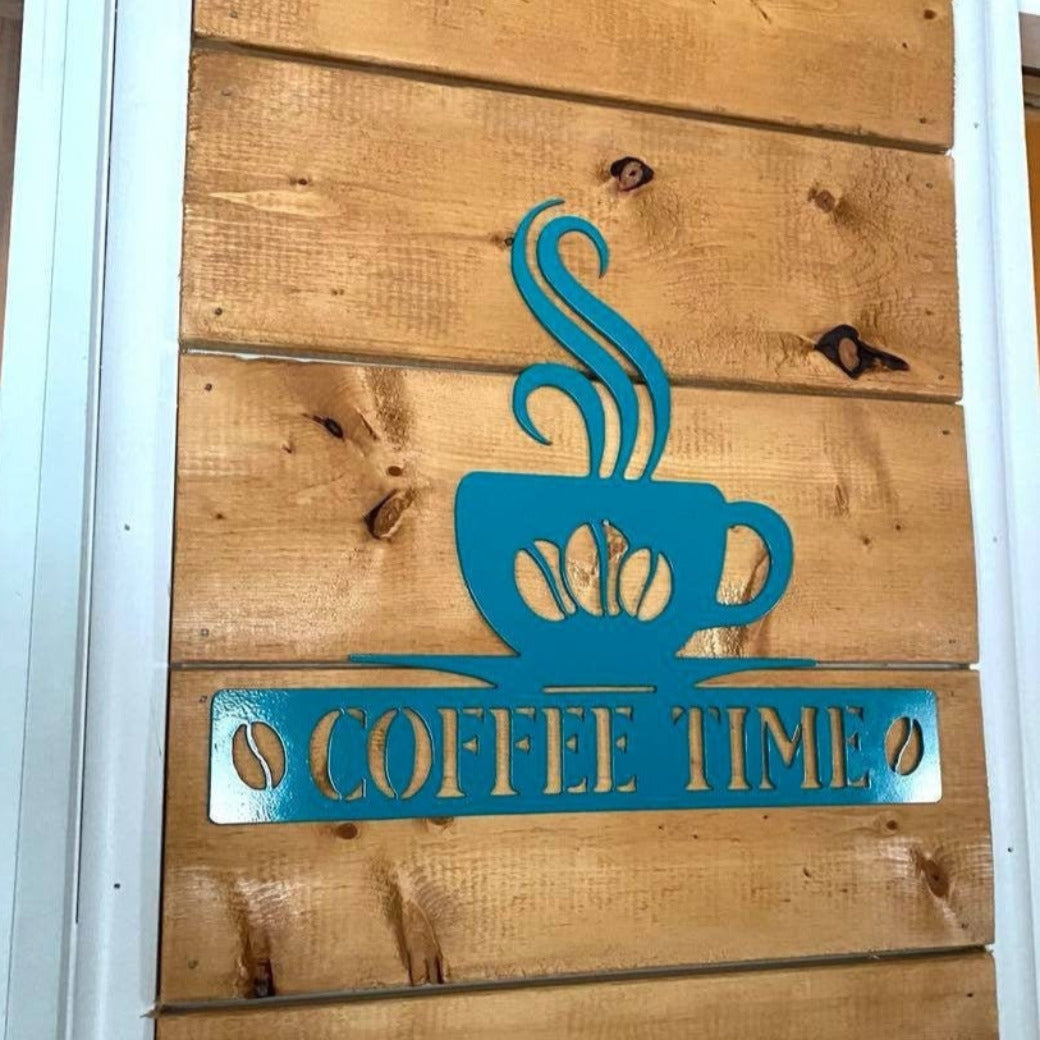 Coffee Time Metal Sign - Coffee Bar Decor - Coffee Station Sign - Metal Coffee Sign - Coffee Lover Gift - Coffee Bar Sign - Home Wall Decor