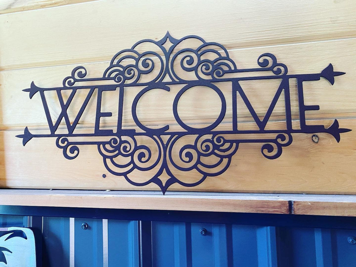 Welcome Sign With Scroll Design - American Aftermarkets Metalworks