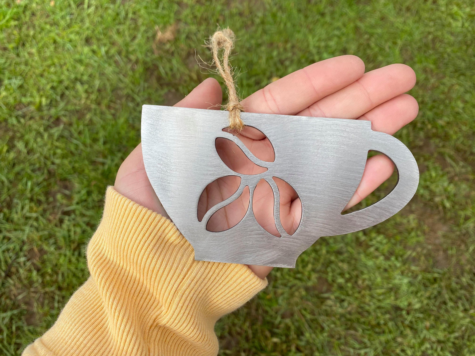 Metal Coffee Mug Ornament - Coffee Beans Ornament - Metal Coffee Ornament - Coffee Themed Gift- Gift For Her - Personalized Coffee Gift