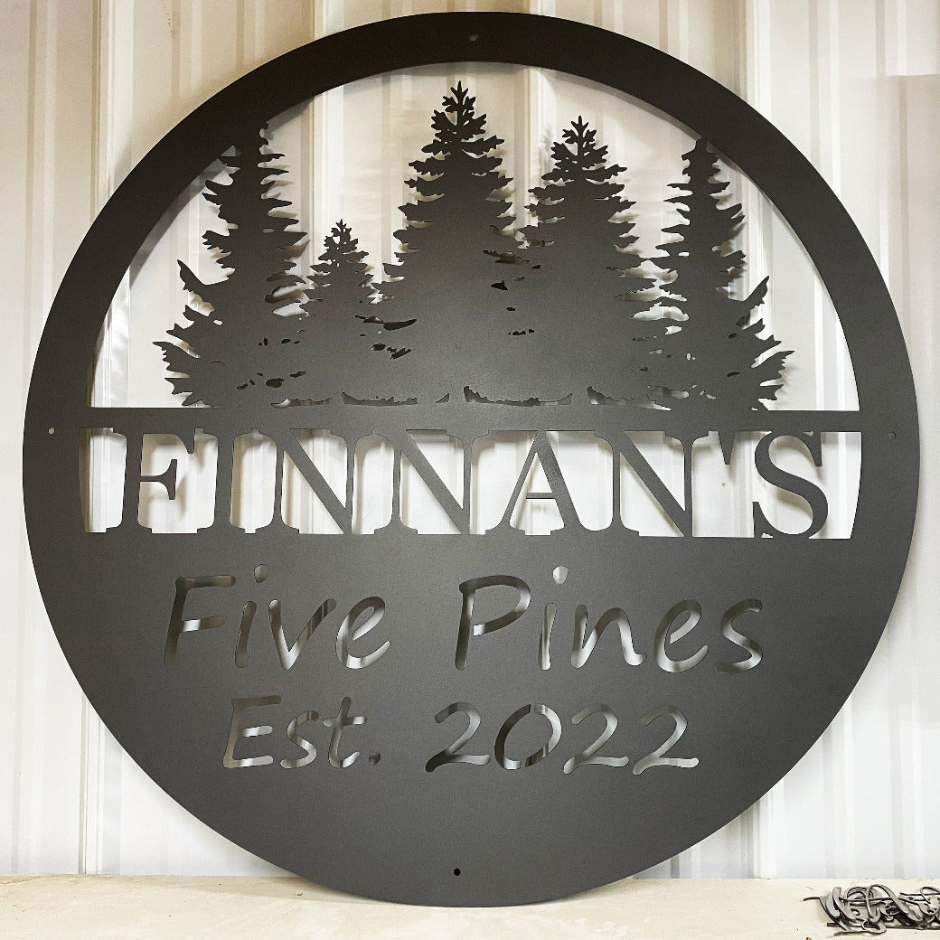 Personalized Pine Tree Sign - Family Name Metal Sign - Personalized Outdoor Sign - Custom Metal Name Sign - Cabin Sign - Address Sign - Gift