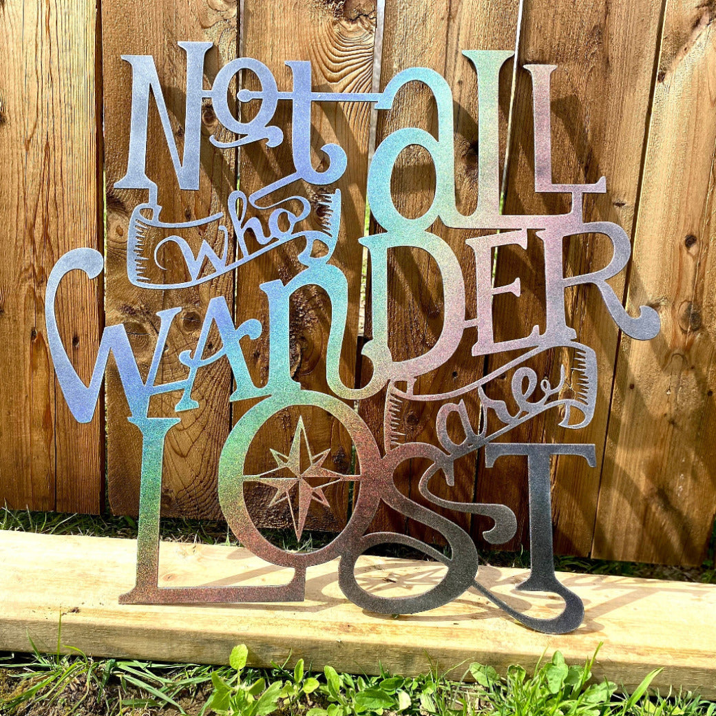 Not All Who Wander Are Lost Metal Sign - Compass Rose Decor - Not All Who Wander Decor - Metal Wall Hanging - Camper Sign - Adventure Decor