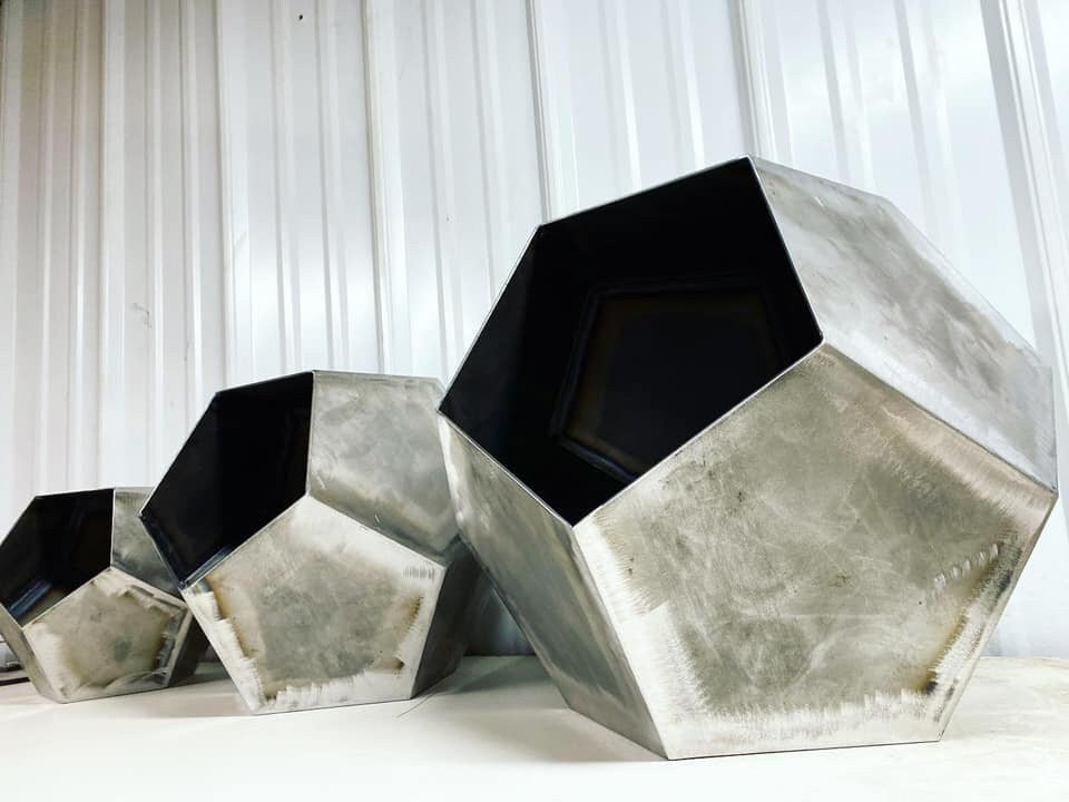 Geometric Metal Planters - Metal Planters - Rusty Metal Planters - Corten Steel Planters - Outdoor/Indoor Metal Planters - Garden Decor